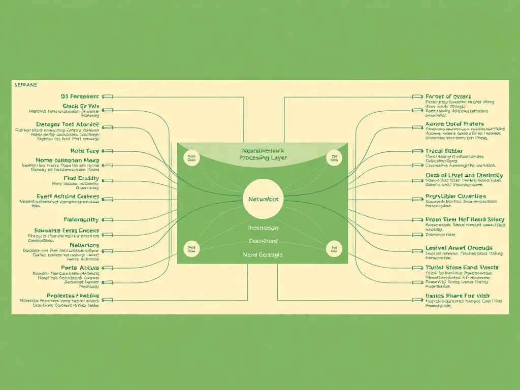 Technical schematic diagram of a neural network processing l