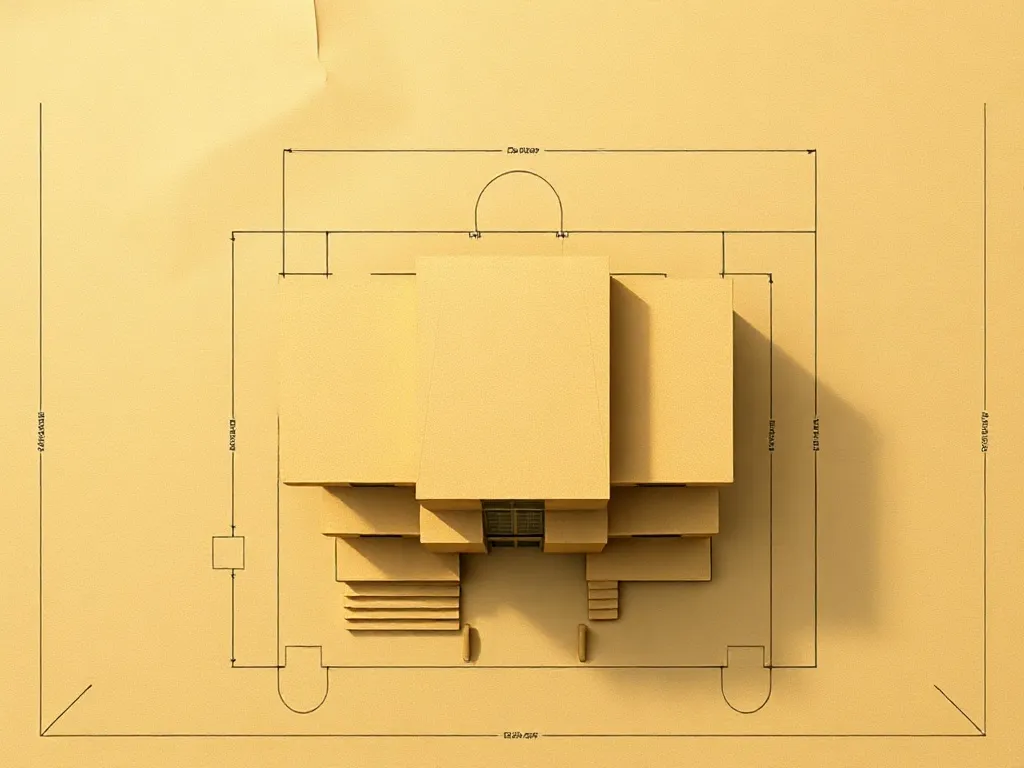 A minimalist architectural blueprint of a modern building, t