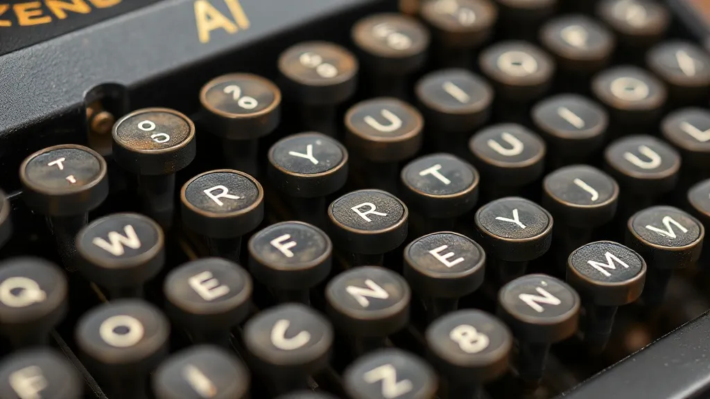 Macro photography of a mechanical typewriter keys, focused o